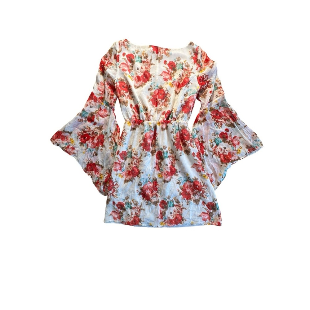 Alice + Olivia Bell Sleeve XS Floral Silk Bohemian Dress C103517683 - Picture 2 of 9